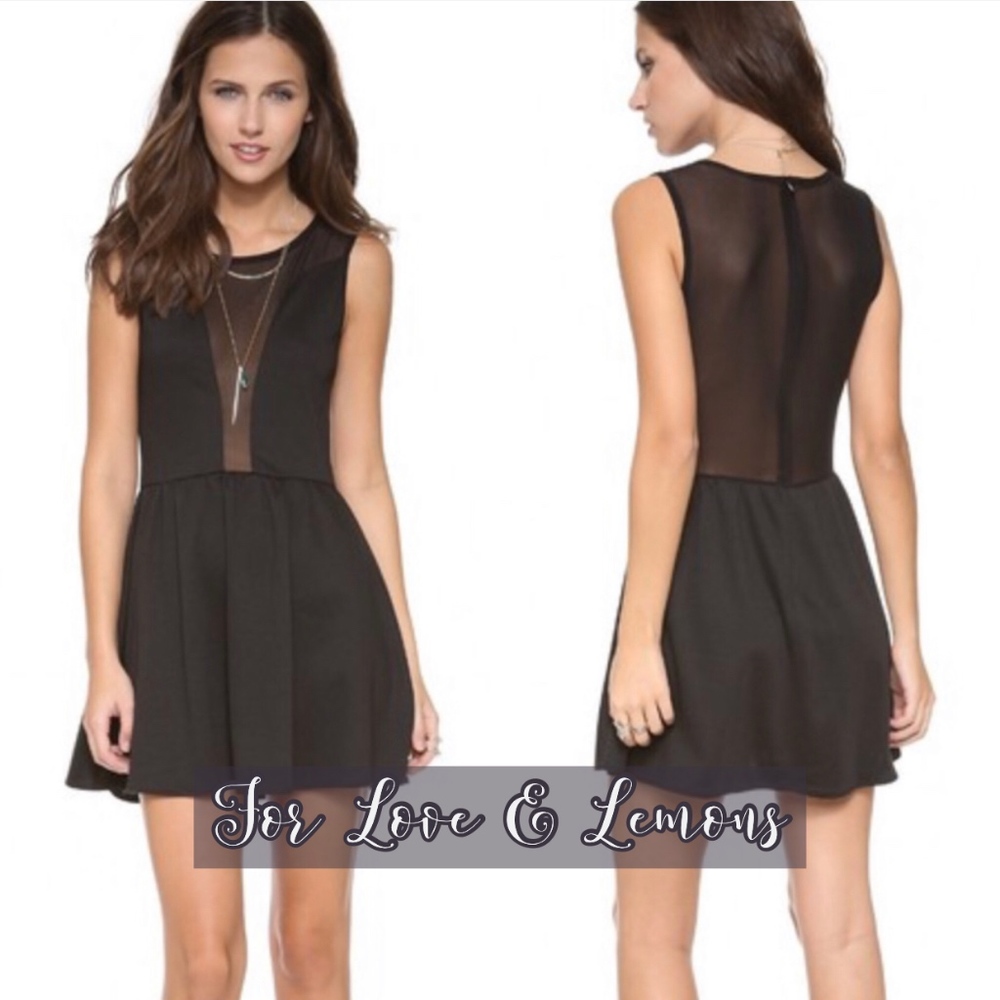 🚫SOLD🚫 For Love & Lemons Black Mesh Jersey Dress L EUC